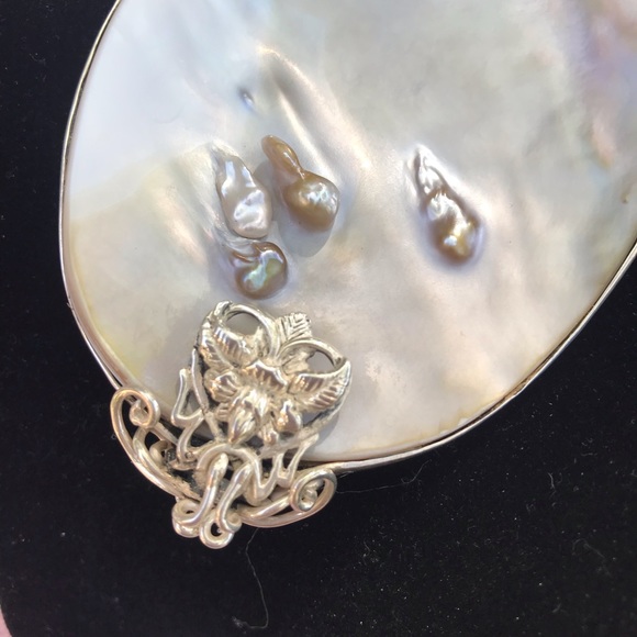 Gorgeous large mabe blister Pearl and sterling silver pendant - Picture 3 of 6